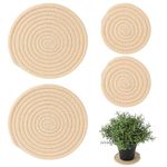 4 PCS Plant Coasters, 4 & 7 Inches Round Plant Saucers in Door Cotton Thread Woven Absorbent Plant Mat Plate Plant Pads for House Plant Accessories for Gardening Outdoor Plant Pots (Khaki)