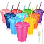 Reusable Plastic Cups with Straws &