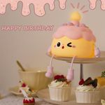 ipalmay Fun Night Light - Cute Birthday Cake Night Lamp USB Rechargeable, Auto-Off Nursery Bedside Sleep Lamp 2 Brightness Levels, Women Girls Boys Teens Friends Christmas Anniversary Birthday Gifts