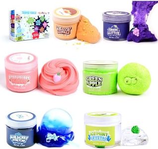 ToysButty 6 Pack Slime Kit for Kids,Non-Stick & Scented Premade Slime with Fruit Charms, Fluffy, Butter, Glitter, Foam, Crystal Slime, DIY Crafts, Birthday Party Favors Gift for Girls Boys Ages 6-12