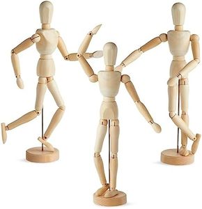 3 Pack Posable Art Figure Model, Flexible Wooden Drawing Mannequin for Artists, Sketching (13 in)