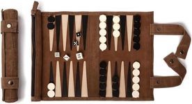 SONDERGUT - Backgammon - Travel Backgammon Set - Genuine Leather (Mocha) (Mocha)