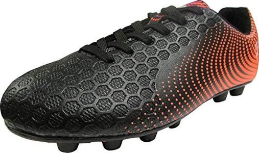Vizari Stealth FG Soccer Shoes | Firm Ground Outdoor Soccer Shoes for Boys and Girls | Lightweight and Easy to wear Youth Outdoor Soccer Cleats | Black/Orange | Little Kid