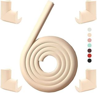 Furniture Corner & Edge Safety Bumpers,Table Edge Protectors for Baby,Fireplace Baby Proofing,Suitable for Coffee Table Desk Dresser Sharp Foam Corner Guard (Beige(4 Corner&6.5ft Safety Bumpers))