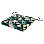 SOFTILLO Patio Chair Cushion with Seat Ties - Indoor and Outdoor Furniture Seating - Water-Resistant Polyester - Kitchen Dining, Lawn & Garden, Coffee Shop Use - 40x40x4cm - Tropical Flowers