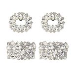 kilofly 2 Pairs Elegant Rhinestone Crystal Metal Shoe Clips Wedding Party Set