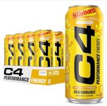 C4 Energy Drink by Cellucor | STARBURST Lemon | Carbonated Sugar Free Pre Workout Performance Drink with no Artificial Colors or Dyes | 16 oz - 12 Pack Case