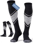 FITRELL 2 Pack Men's and Women's Ski Socks Full Cushioned Winter Merino Wool Thermal Knee High Warm Socks for Skiing Snowboarding, Black, X-Large, Shoe Size 13-15