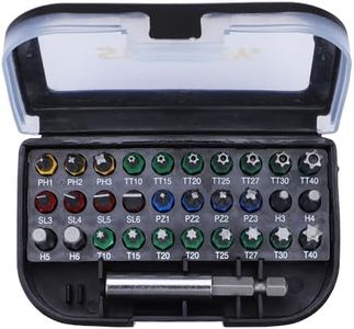 STANLEY STA60490-XJ Coffret Boîte compacte 30 vissage de 25 mm avec la présence d'un Code Couleur + 1 Porte-Embout, Noir