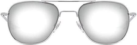 AO Original Pilot Sunglasses - Silver - SunFlash Silver Mirror AOLite Nylon Lenses - Bayonet Temple - 52-20-140