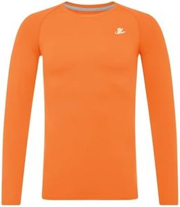 DEVOROPA Youth Boys Compression Shirt Long Sleeve Football Baseball Undershirt Quick Dry Sports Baselayer Orange XS