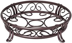 Yimobra Metal Plant Stand for Outdoor Indoor, Heavy Duty Flower Pots Holder Rustproof Wrought Iron Planter Stands Garden Round Supports Rack for Planter 11.8 Inches, Bronze Brown