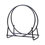 Firewood Rack Outdoor Indoor, Round Iron Fire Wood Storage Racks Heavy Duty 30 Inches Holder Log Rack Hoop, Black