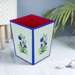 SEJ by Nisha Gupta Dustbin Wooden Dustbin For Bedroom | Open-Top Waste Dustbin 11.5L Open Dry Waste Dustbin For Home & Office | Garbage Bin Trash Can | Wooden Dustbin MDF Wood Fabric Design