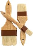 Durable, Hardwood 1, 2, 3in Boar Bristle Pastry Brush Set. Grill and Kitchen Flat Brushes for Basting Meat, Spreading Butter, BBQ Sauce or Marinades. Chef Quality Cooking, Baking or Grilling Tools