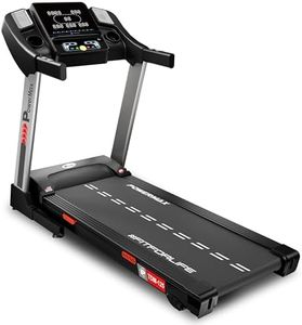 PowerMax Fitness TDM-125 5.0HP DC Motorized Treadmill with Manual Incline, Top Speed 18km/hr, Running Deck 1300x460mm Vertically Foldable Machine, Max User 130kg, LED Display, ipad & Mobile Holder