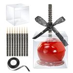 MGWOTH Candy Apple Boxes with Bling Stick Hole Set,20 Pack Caramel Apple Wrapping Kit with Clear Containers & Rhinestone Bamboo Skewers & Glitter Ribbons,Top for Cake Pop Chocolate Treat Halloween