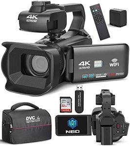 NBD Video Camera, 4K Camcorder 64MP Digital Camera with Manual Focus, 4.0" Touch Screen 18X Digital Zoom Vlogging Camera for YouTube, with WiFi, Remote Control (VC)