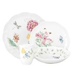 Lenox Butterfly Meadow 4-Piece Place Setting, Porcelain, Black, 5 LB