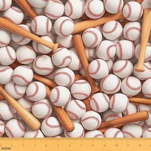 Baseball Bat Upholstery Fabric for Chairs | 3D Vintage Baseball Outdoor Fabric by The Yard 362"x63", Sports Competitive Games Softball Ball Game Waterproof Fabric