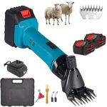 Cordless Sheep Shears, 600W Electric Clippers with 2 Batteries, 6-Speed Adjustable, 13-Tooth Stainless Steel Blades, Shearing Tool for Sheep, Goats, and Cattle