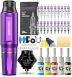 Wormhole Wireless Tattoo Machine Kit, Tattoo Gun with 1,050 mAh Capacity Power Supply- Tattoo Pen Kit WTK176(Purple+Black)