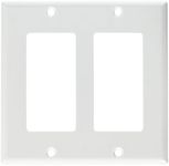 Leviton 80409-W 2-Gang Decora/GFCI Device Decora Wallplate, Standard Size, Thermoset, Device Mount, White, 25-Pack