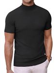 COOFANDY Mens Turtleneck Pullover Sweater Fashion Slim Fit T-Shirts Knitted Thermal Underwear Tops Black Small