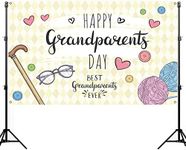 Nepnuser Happy Grandparents Day Photo Booth Backdrop School Event Retirement Love Grandparents Party Decorations Grandpa Grandma Holiday Photo Wall Decor (5.9×3.6ft)