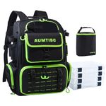 AUMTISC Fishing Backpack with 4 Tackle Boxes, Rod Holders, Waterproof Rain Cover, Mini Insulated Bag, Large Fishing Bag Store Fishing Gear & Equipment