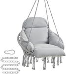 SONGMICS Hanging Chair, Hammock Chair with Large, Thick Cushion, Boho Swing Chair for Bedroom, Patio, Balcony, Garden, Holds up to 264 lb, Accessories Included, Dove Gray UGDC042G11