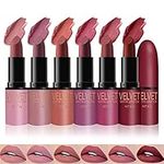 6 Colors Matte Lipsticks Set, Velvet Nude Moisturizer Smooth Lipstick Kit, Non-Stick Cup Not Fade Long Lasting Waterproof Lipstick Makeup Gift Set