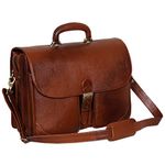 HYATT Leather Accessories 16.5 Inch Laptop Briefcase Office Bag for Men (TAN)