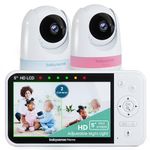 Babysense Prisma Baby Monitor with Camera and Audio, 5” HD Video Baby Monitor with 2 Cameras, 6-Color Night Light, Split Screen, Baby Sound Machine with White Noise & Lullabies, Secure No WiFi