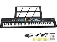 24HOCL Kids Piano Keyboard, 61 Key Electronic Keyboard Portable Digital Music Keyboard, Learning Keyboard with Microphone Music Sheet Stand UL Adapter, Best Gift for Boys & Girls, Black