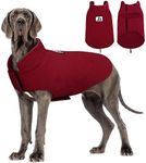 DENTRUN Windproof Winter Warm Fleece Large Dog Coat Reversible Puppy Jacket Reflective Soft Pet Vest, Cold Weather Dog Sweater Apparel Leash Access Overcoat for Large Breeds, Burgundy, XXL