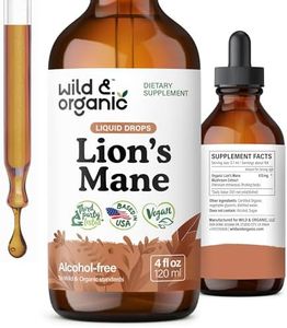 Wild & Organic Lion's Mane Tincture - Brain Supplements for Focus - Lions Mane Liquid for Brain - Lion's Mane Mushroom Supplement - Mushroom Drops for Brain Health Support - Lions Mane Supplement 4 oz