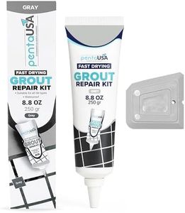 PentaUSA Tile Grout Filler Tube – 8.8oz Grey Tile Grout Repairs Renews Fills Tubes, Fast Drying Grout Repair Kit, Restores Bathroom, Renews Tile Joints, Extra Spatula Included - 250gr (Silverado Gray)