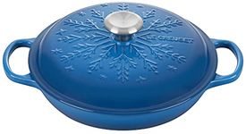 Le Creuset Noel Collection: Signature Cast Iron Braiser Embossed Snowflake w/Stainless Steel Knob, 2.25 qt., Marseille