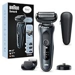 Braun Series 6 Electric Shaver with Beard Trimmer, Charging Stand & Travel Case, 100% Waterproof, Wet & Dry Electric Razor for Men, Gifts for Men, UK 2 Pin Plug, 60-N4500cs, Grey Razor