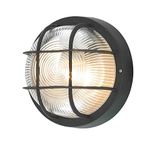 LITECRAFT Mole Wall Light Outdoor Round Grid Style Garden IP44 Fitting - Black