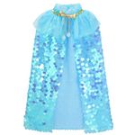 XEPST Princess Cape Mermaid Princess Cloak, Princess Fancy Dress Accessories Sparkling Sequins Cape Princess Dress Up for Girl's Halloween Party Cosplay