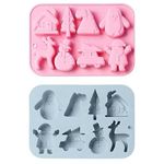 Skytail 8 Slot Christmas Chocolate Mould, Candy Baking, 3D Reindeer, Snowman,Tree, Mountain, Car,Reindeer, Santa Claus, House, Penguin, Shape Mold for DIY Handmade Soap Candles Jelly Fondant,Gummy