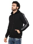 Alan Jones Clothing Men's Poly Cotton Regular Fit Hooded Sweatshirt (Ss19-P11-Bck-Xl_Black_Xl)