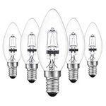 DoRight 5pcs Halogen Bulbs E14 18W Glass Vintage Candle Light Bulbs Dimmable Warm White 2700K C35 Shape Candle Lamp Small Edison Screw Bulb (SES) Transparent Cover Shell for Chandelier