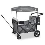 FableKids Follower Wagon Leo X4Plus with Roof | Foldable Transport Trolley | Loadable up to 20 kg per seat | 4X 5-point Belt | 360° Off Road Wheels | Foot Brake | Oxford 600D | Ventilation Grid