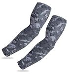 Sports Compression Arm Sleeves for Men & Women - Youth, Kids Arm Sleeve Baseball - Volleyball Sleeves & Basketball Sleeve, Splatter Black & Gray, Youth Medium