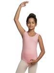 IKAANYA Girls Tank Scoop Neck Leotard or Bodysuit - Ideal for Ballet, Dance, Gymnastics, Yoga, Performance (Ages 3-15) (Pink, 10 Years-11 Years)