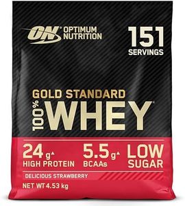 Optimum Nutrition Gold Standard 100% Whey Proteine in polvere per lo Sviluppo e il Recupero Muscolare con Glutammina e Aminoacidi BCAA Naturali, Gusto Delizioso alla Fragola, 151 Dosi, 4,53 kg