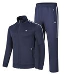 MoFiz Tracksuit Set for Men Full Zip Sweatsuit Running Jogging Gym Casual Jackets Pants 2 Piece Outfit B-Navy,L